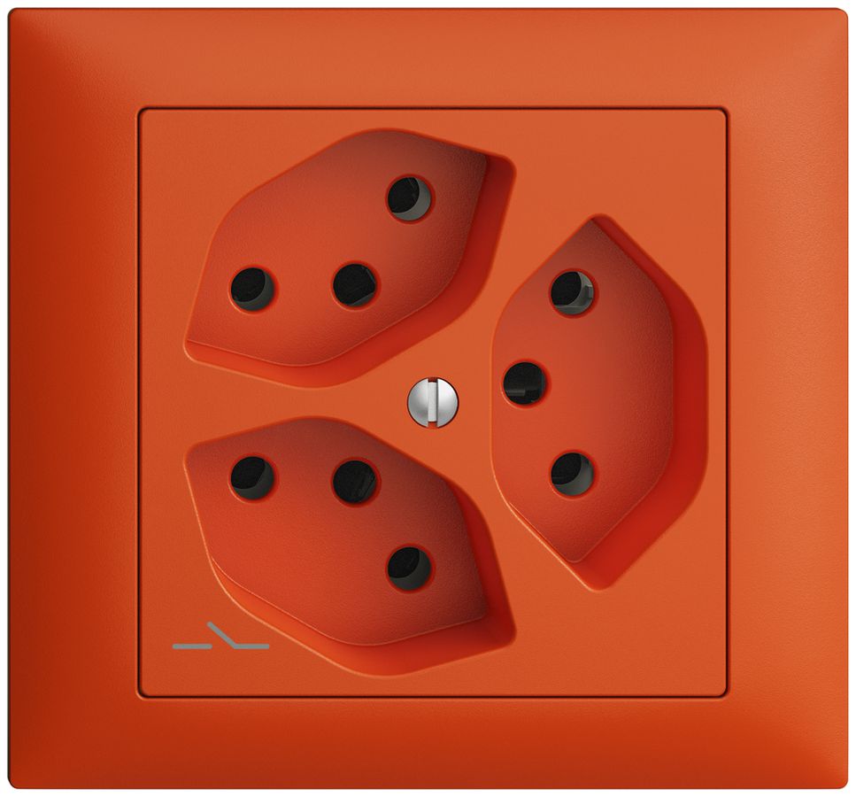 EB-Steckdose EDIZIOdue 3×T13 1×S orange