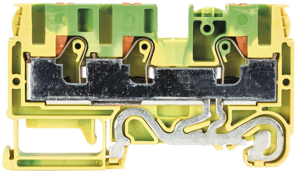 Borne de terre joignable WTP 0.2…10mm² 3×racc.broches 1 ét.rail TH35/G32 vt/jn