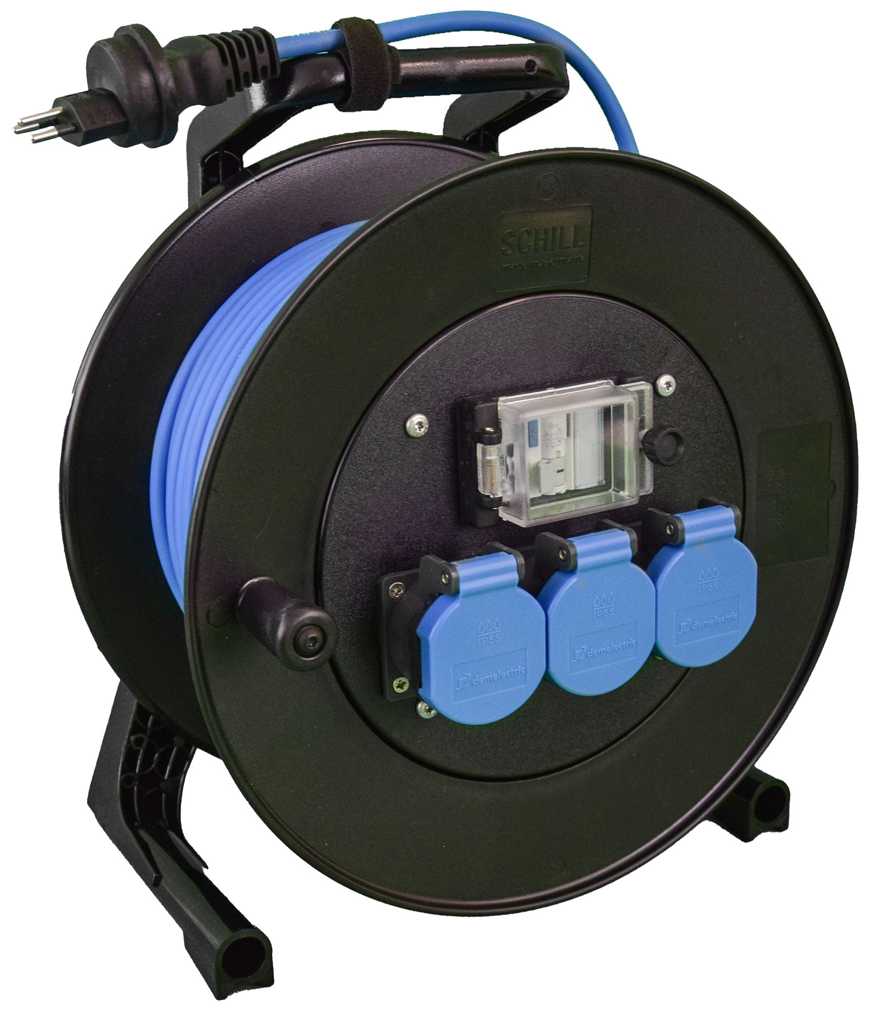 Kabelrolle DEM GT 310 mit FI 3×T13 3×1.5mm² 33m Stecker T13 IP55