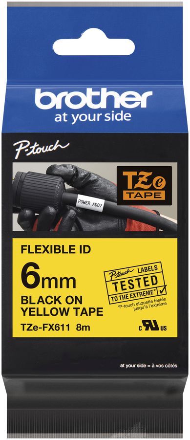 Cassetta nastro TZe-FX 6mm×8m giallo/ne