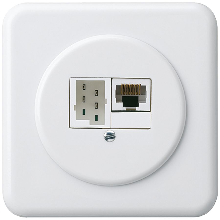 UP-Anschlussdose basico 1×RJ45u+1×TT83 weiss
