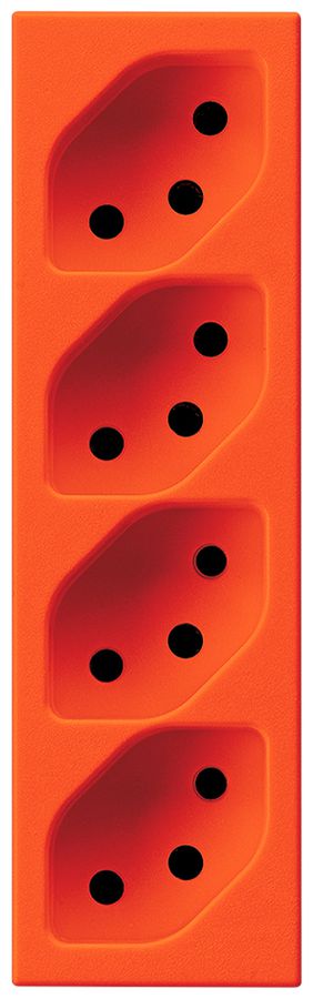 EB-Steckdose Hager 4×Typ 13 1×geschaltet FLF orange