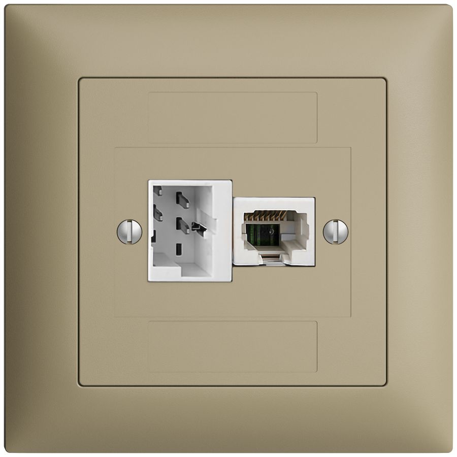 UP-Anschlussdose 1×TT,1×RJ45/u 4P EDIZIOdue sand ITplus ITM