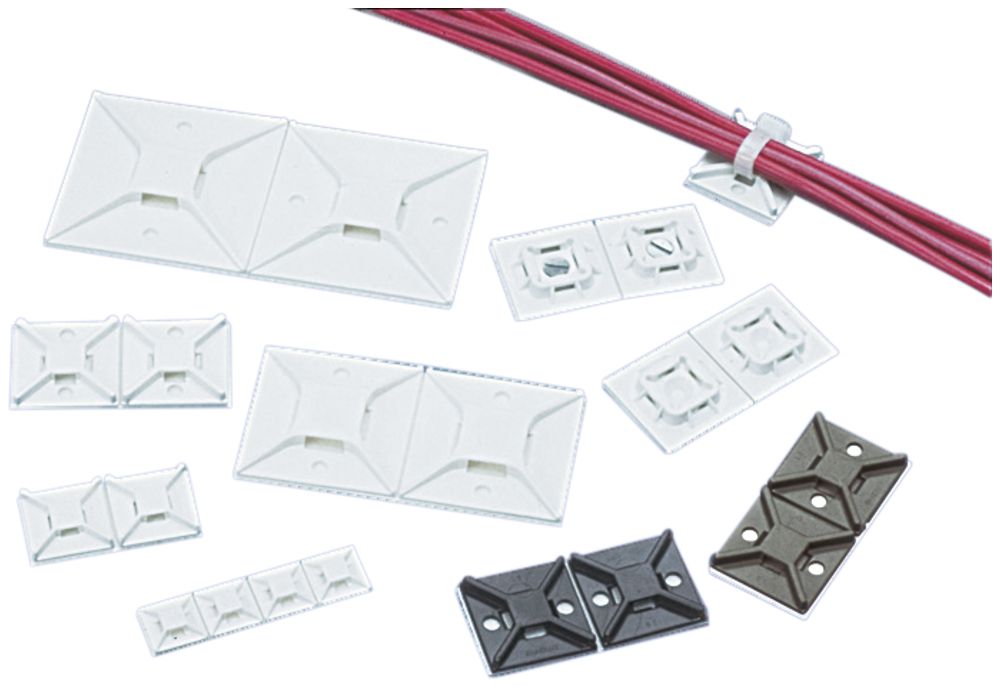 Base adhésive pour collier 25.4×25.4mm résistant UV+chaleur, adhésif VHB, noir