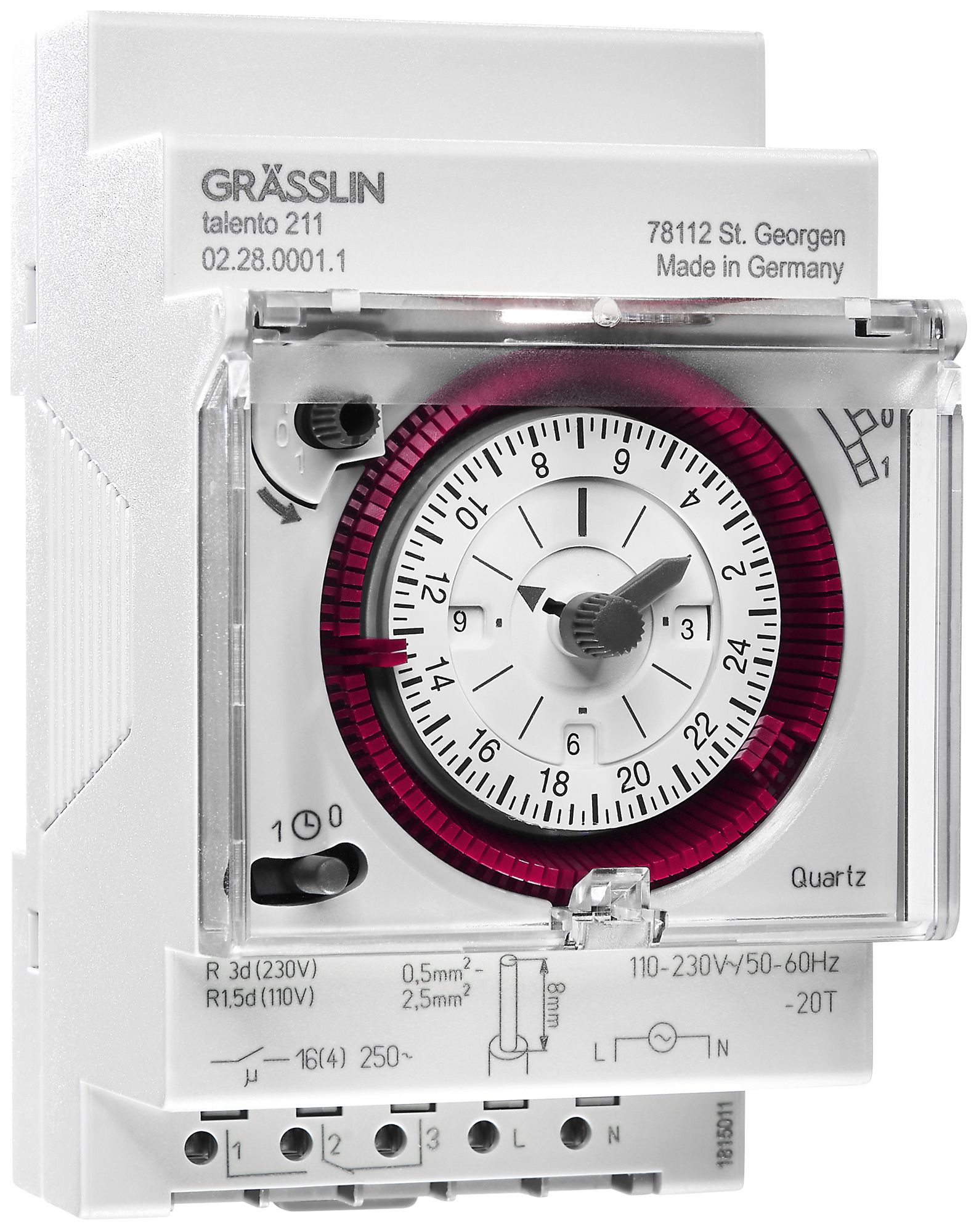 Interrupteur horaire AMD talento 211 1-0-Timer plombable avec bornes enfichables