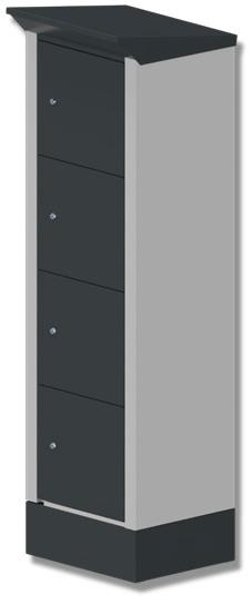 E-Bike station de charge avec serrure de caisse, 1x4 casiers