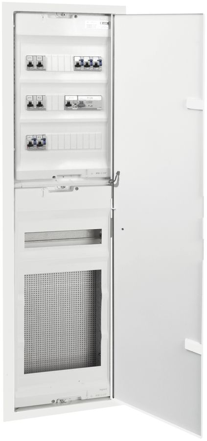 Tableau de distr.ENC multimédia Legrand 3+4 rangées avec porte, blanc