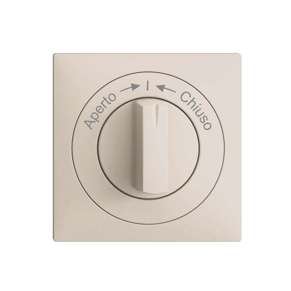 Frontset EDIZIOdue Aperto->I<-Chiuso crema 60×60mm für Schwenktaster