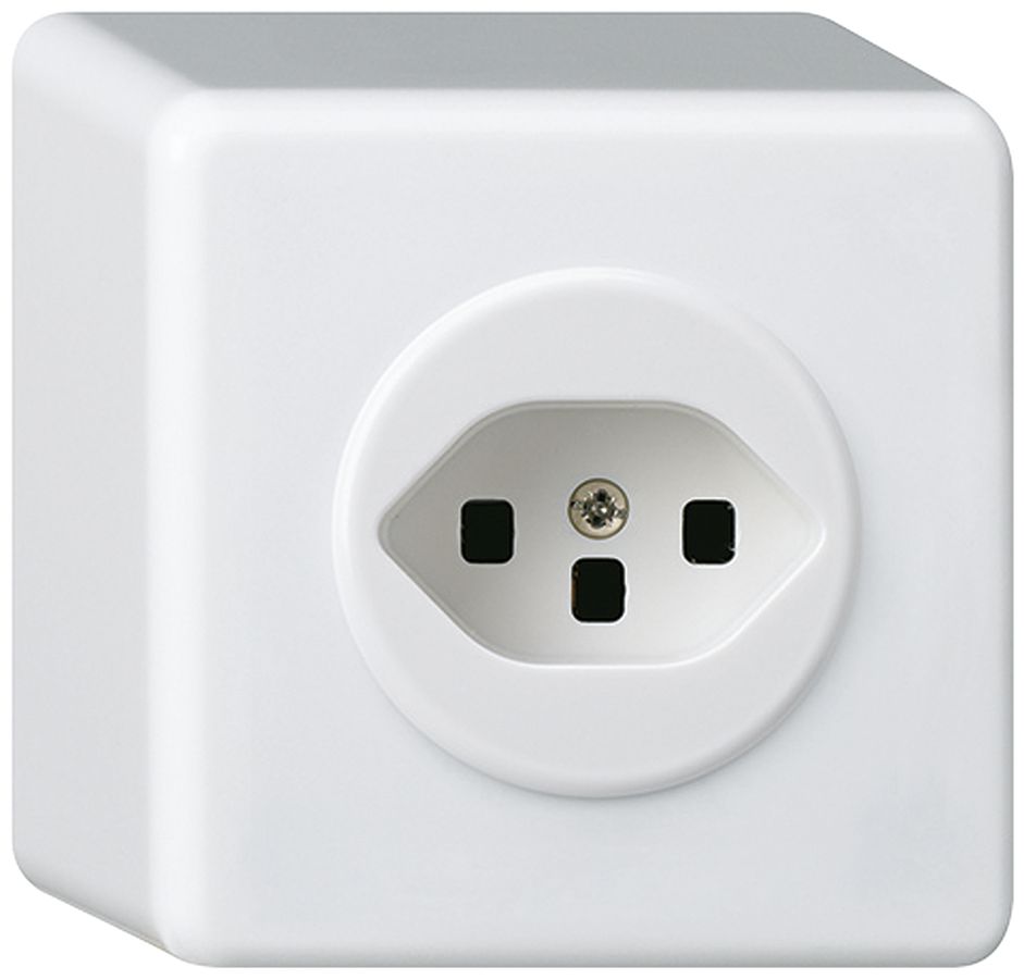 Prise AP basico type 23 blanc bornes à enf.