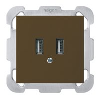 Prise de charge USB ENC Hager kallysto B 240V 2400mA brun