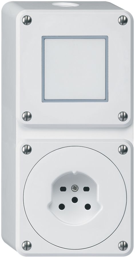 Combi AP 2×1 HA robusto schéma 3/type 15 avec bornes enfichables blanc