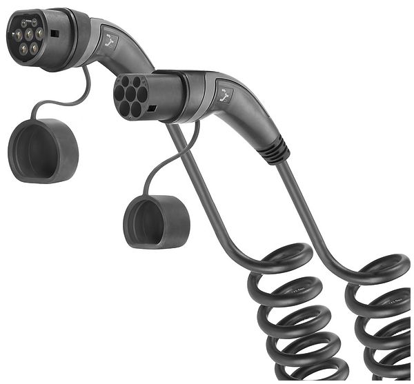 Câble de charge AC Weidmüller mode3 type2/type2 11kW 20A 400V 5m spirale noir