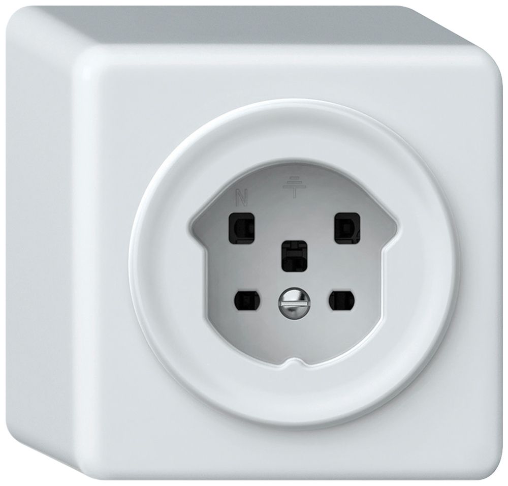 Presa AP origin 1×tipo 25 16A 230V 88×88×54mm bianco