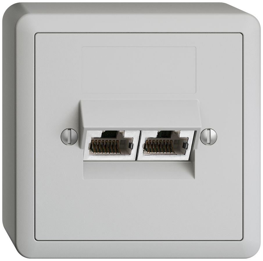 AP-Dose 2×RJ45/s 8P getr. EDIZIOdue hellgrau ITplus