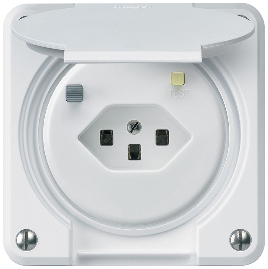 FI-Steckdose robusto A T23 30mA weiss, mit Shutter