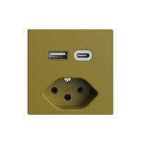 Steckdose USB Typ A+C + Typ 13 Feller EDIZIOdue F 230V 3000mA olive
