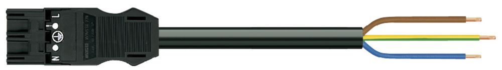 Câble de raccordement MIDI 3×2.5mm² 20A 250V 3m cod.A fiche-libre noir Cca