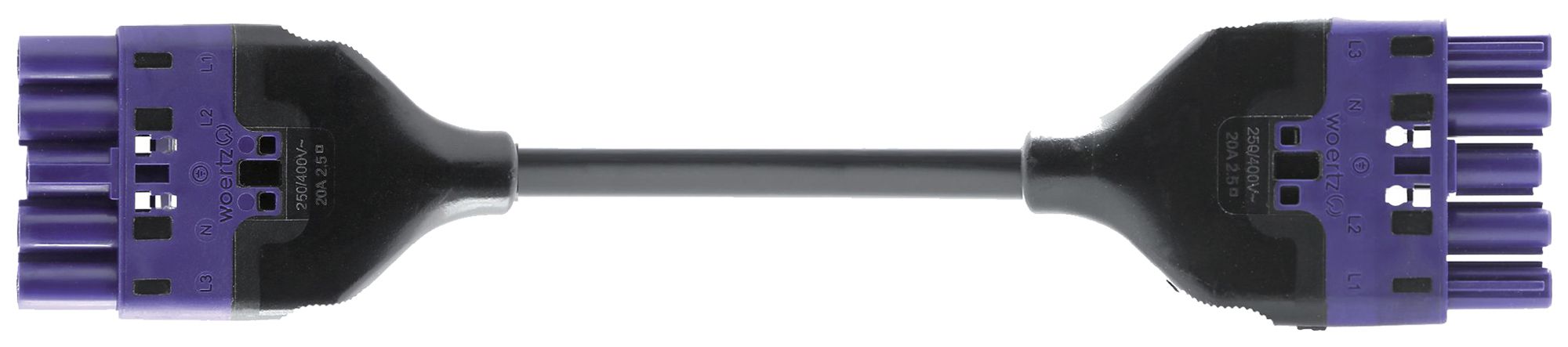 Verbindungsleitung Woertz 49345/C1 5×1.5mm² 400V 16A 10m vi Buchse-Stecker Cca