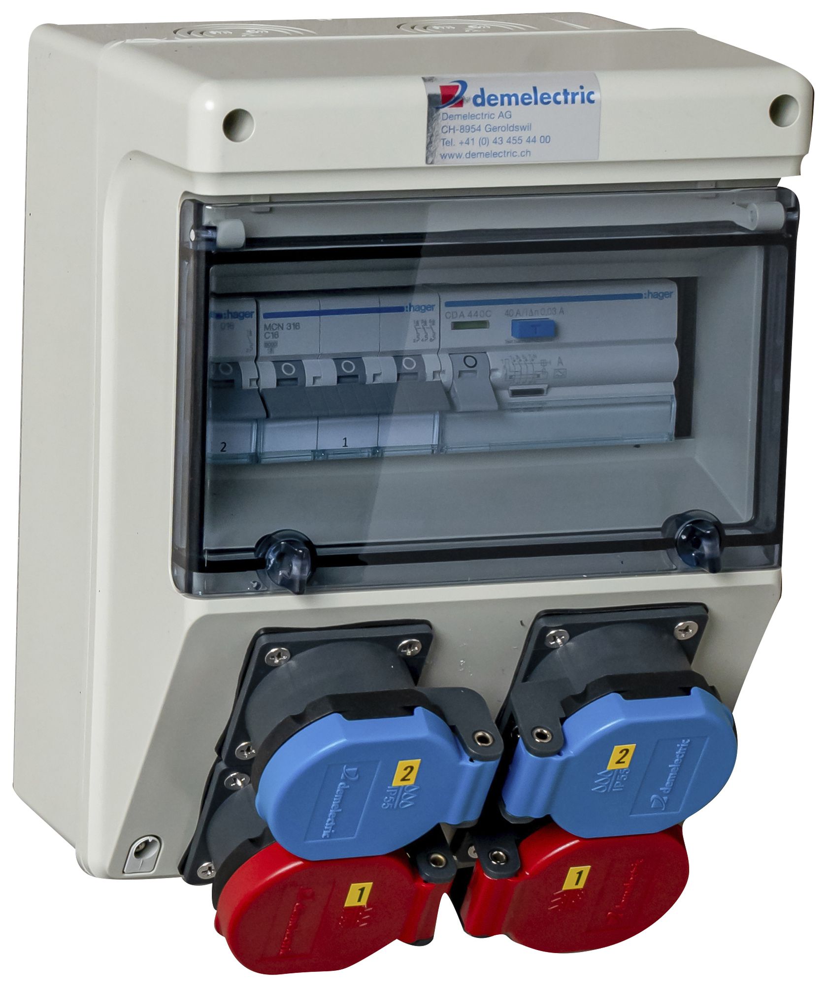 Distributore di corrente DEM DB20124 40A 2×T23 2×T25 183×237×152mm