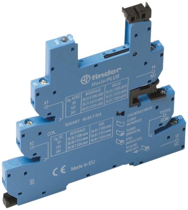 Zoccolo per relè Finder MasterPLUS p.relè Serie 34, 6…24VDC morsetti a vite