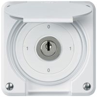 UP-Schlüsselschalter robusto IP55 mit Klappdeckel S0/2P weiss für Kombination