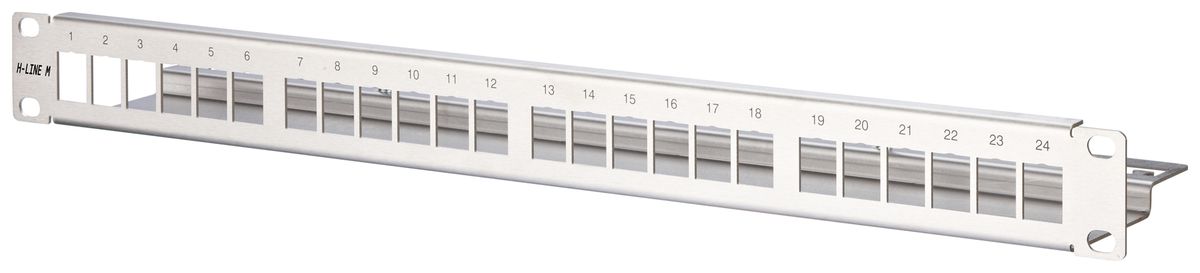 Patchpanel 19" H-LINE M, 24-Port Keystone leer geschirmt 1HE, Edelstahl