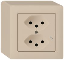 Presa AP kallysto 2×T13/1 beige con protezione bambini