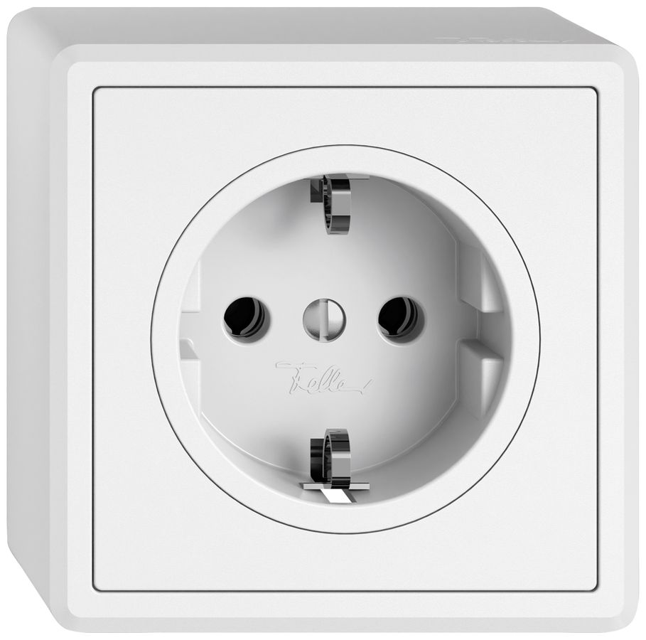 Prise AP EDIZIO.liv SNAPFIX® SCHUKO 16A 230V 74×74mm blanc