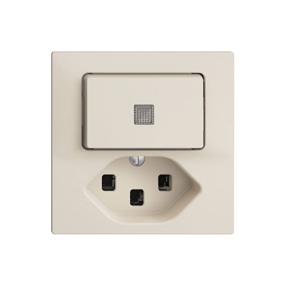 Leuchtkombination LS 3/1L+T23 crema, 16A EDIZIOdue mit Linse, LED gelb