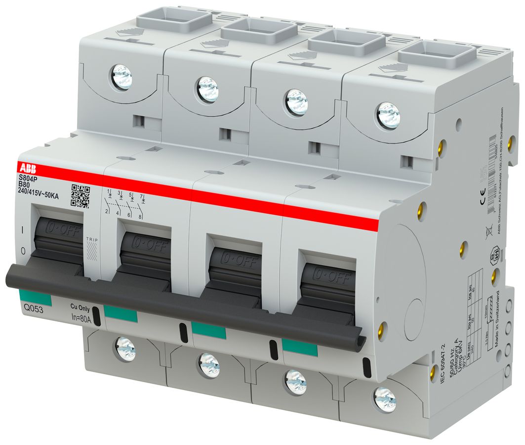 Leitungsschutzschalter ABB S804P-B80 4P 400V B-80A 50kA 6TE