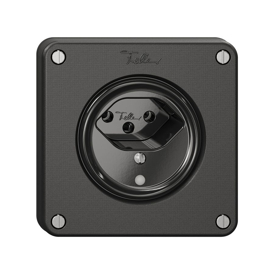 Steckdose NEVO, 1×T13, m.LED, schwarz