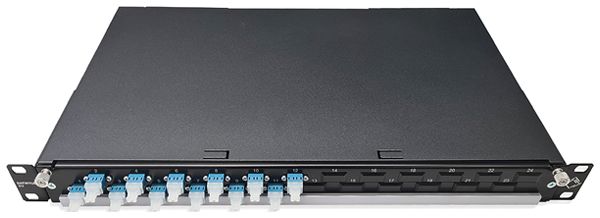 Breakoutbox 19" Dätwyler OV-SO 12×LCD/PC bleu OS2 décalé 1UH noir