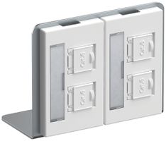 Winkelträger Hager mit 2×FLF und 4×RJ45 Kat.6 ungeschirmt weiss