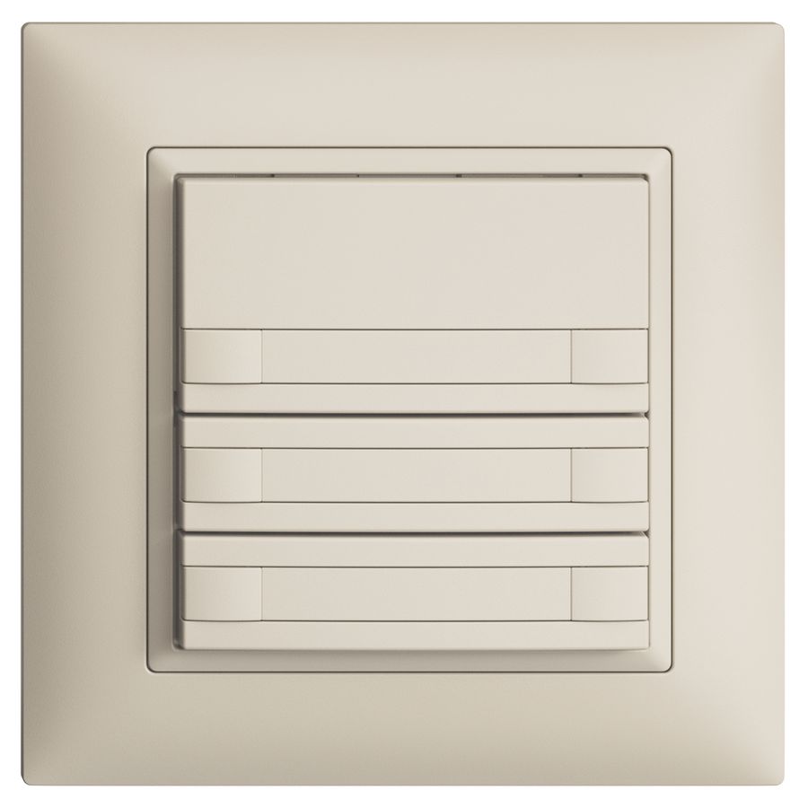 UP-KNX-Taster RGB EDUE FMI, 250mW, o.LED, m.Papier, 3×Taste, 2×Tastenb., crema