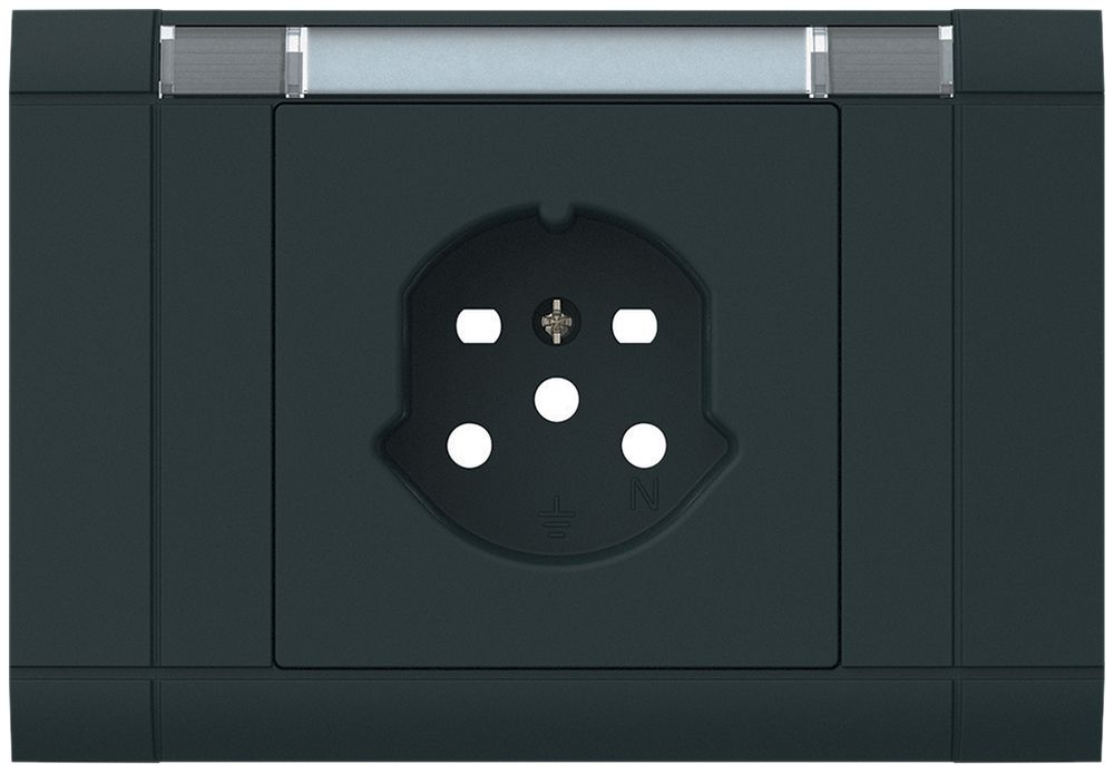 EB-Frontset kallysto, für EB-Steckdose 1×T15, mit Bezeichnungsträger, schwarz