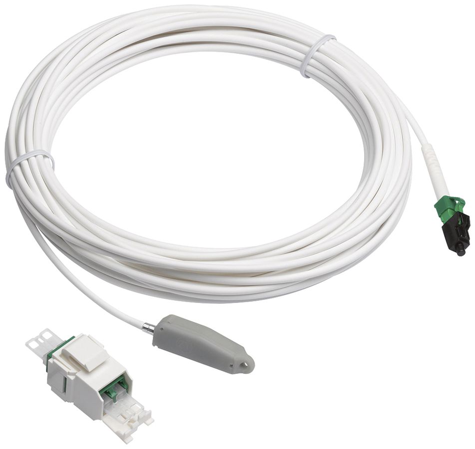 LWL-Set Hager HMS Kupplungsmodul+Patchkabel 20m Draht+Keystone-Adapter weiss