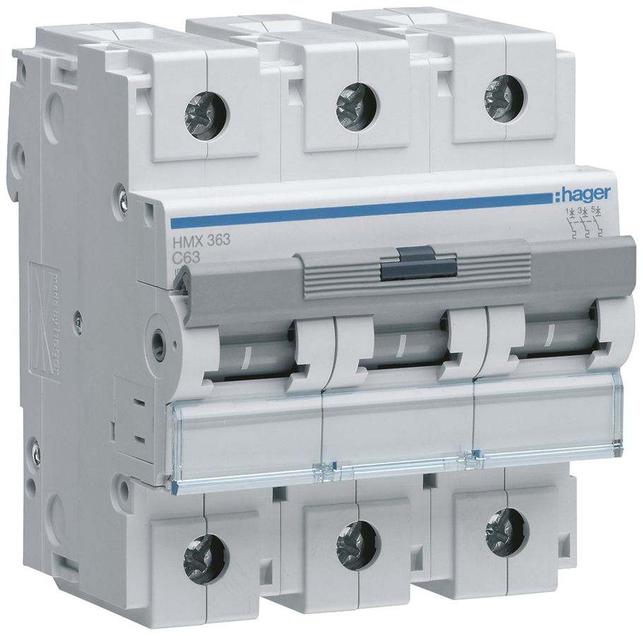 Leitungsschutzschalter Hager MCB 3P 400V Typ C 63A 4.5TE