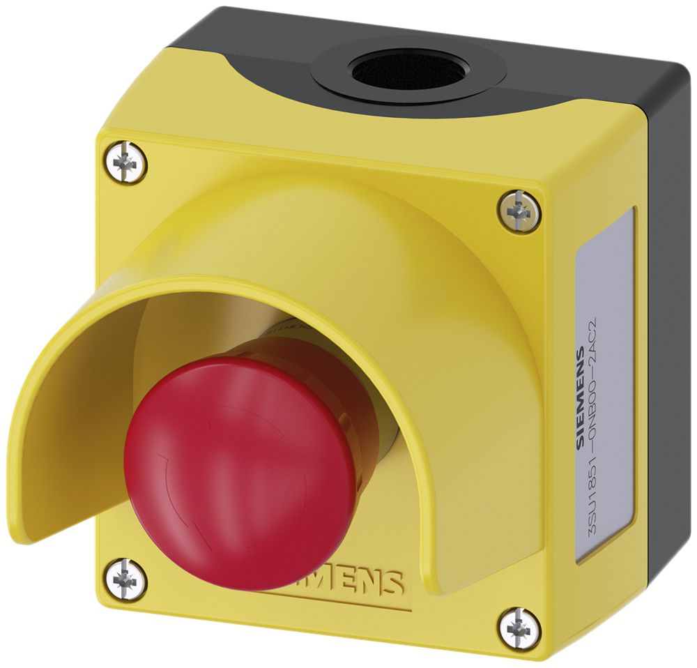 Poussoir champignon Siemens SIRIUS ACT, 2O, collerette, métal rouge/jaune