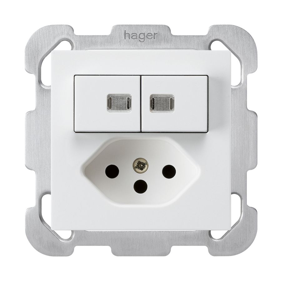 UP-Leuchtkombination 3/1P+A-R+T13 weiss kallysto 2 Linsen mit Befestigungsplatte