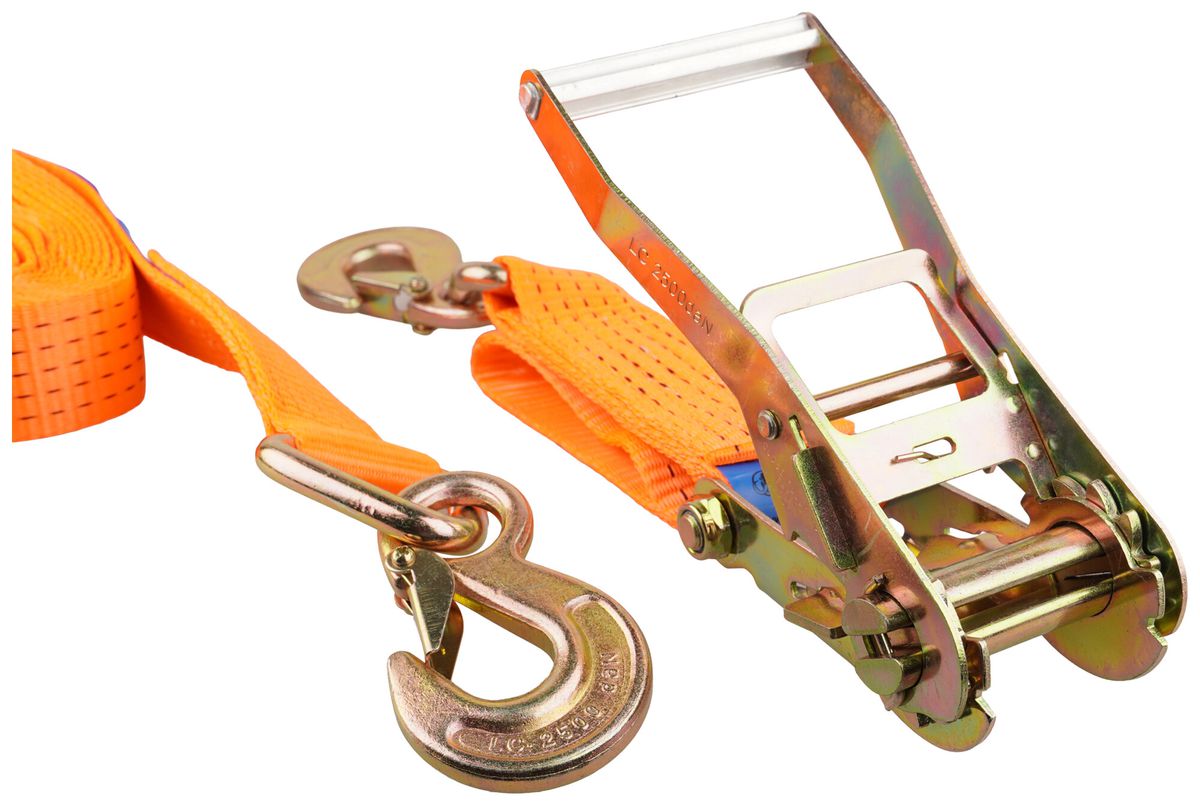 Sangle d'arrimage Orange Line 50kN cliquet mousqueton 8m×50mm orange