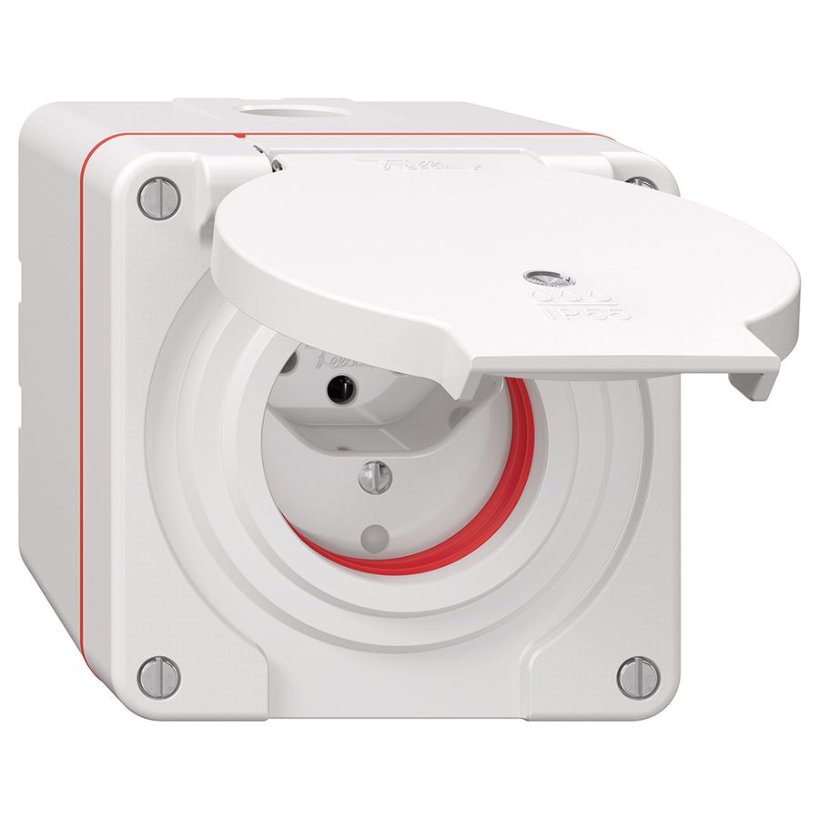 Prise NAP NEVO, 1×T13, IP55 d'après SN 441011, a.joint rouge, a.LED, blanc