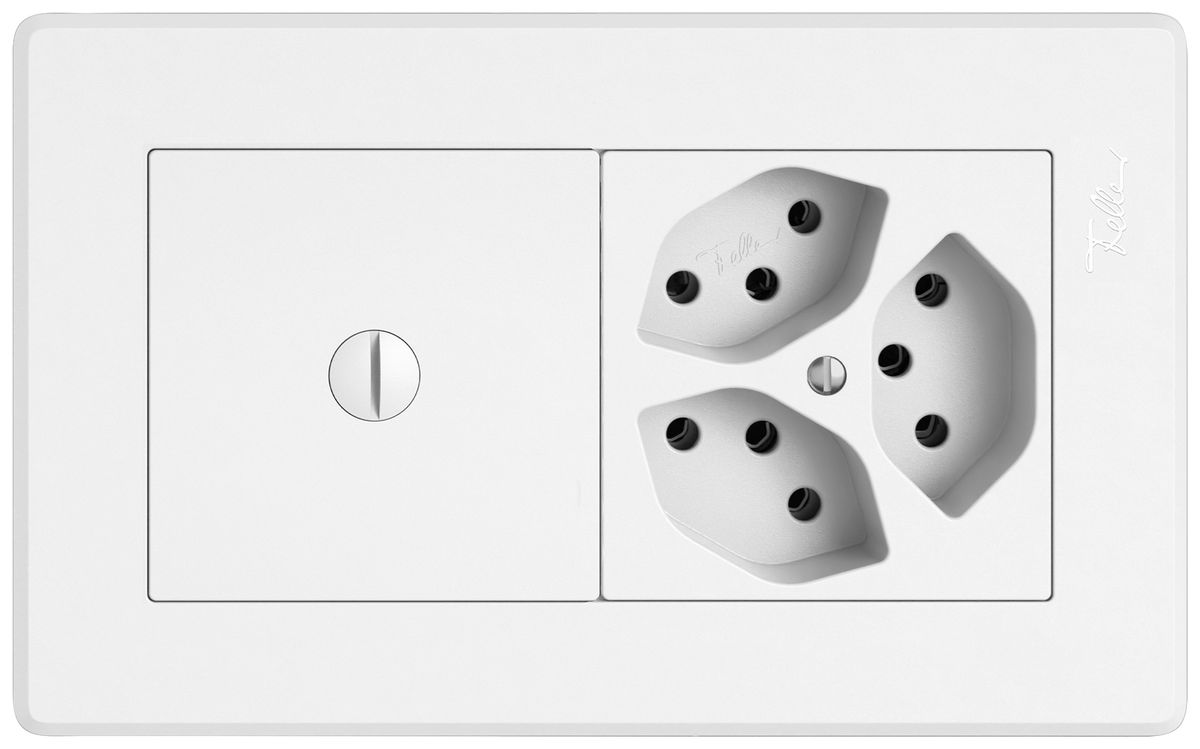 UP-Kombination EDIZIO.liv SNAPFIX® 1×2 96×156mm blind+3×T13 weiss