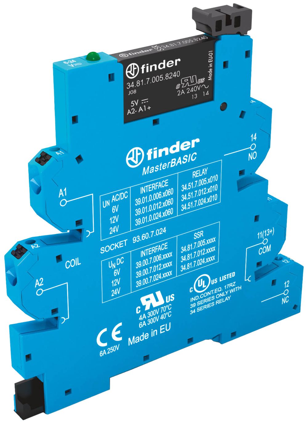 REG-Koppelrelais Finder MasterBASIC, 230VAC, 1S 2A, Push-In-Klemmen