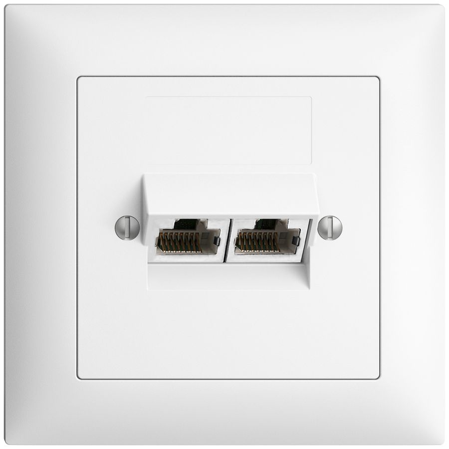 UP-Anschlussdose 2×RJ45/s 4P getr. EDIZIOdue weiss ITplus