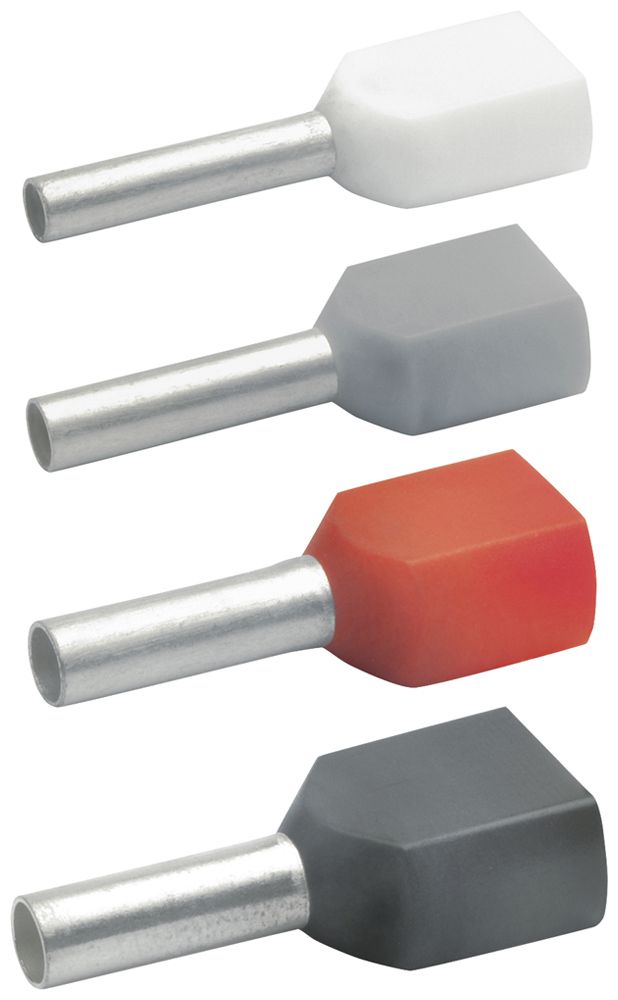 Capocorda doppio Ferratec DIN 2×0.5mm²/8mm isolato bianco 100 pezzi