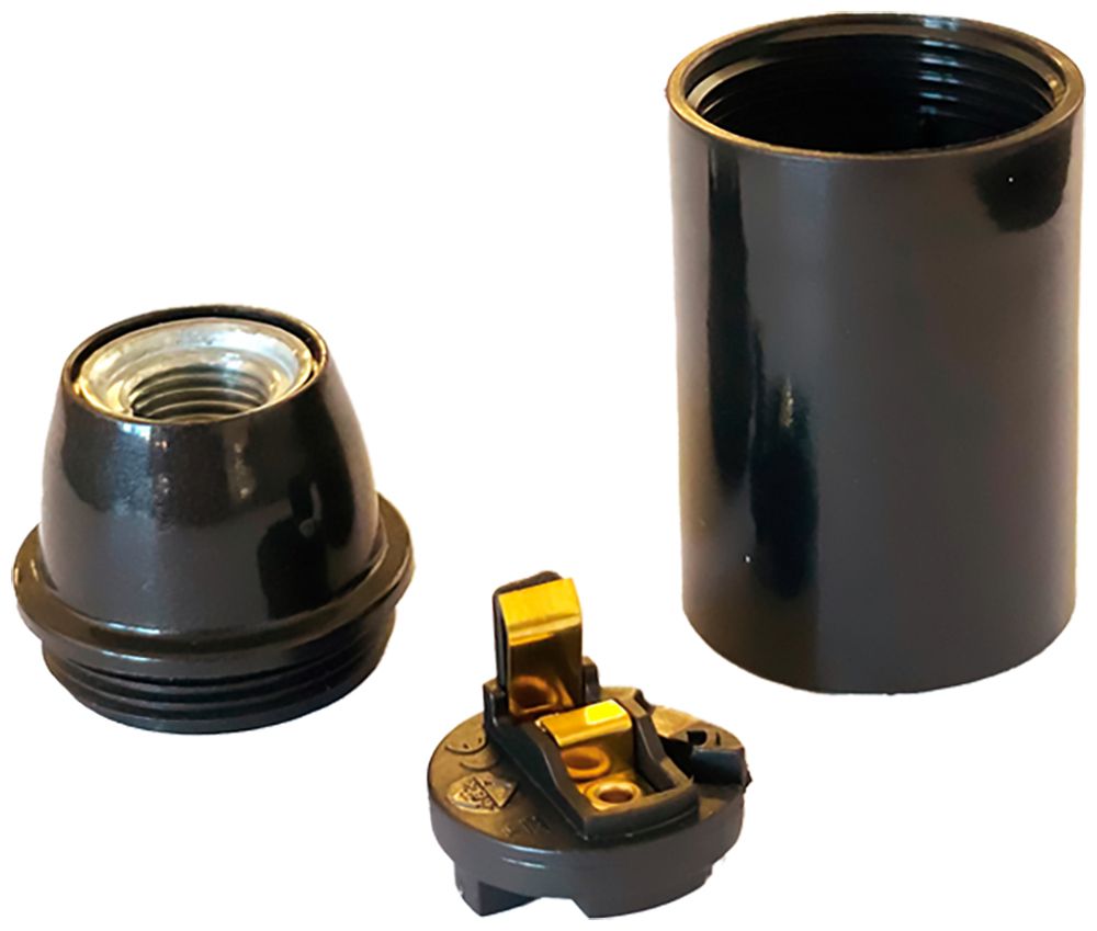Lampenfassung Elektrogros E14 Thermoplast glatt schwarz