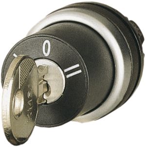 Bouton à clé ETN RMQ 3 pos. I-O-II à accroch.sz, Ring chromé