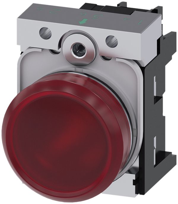 Avvisatore luminoso Siemens SIRIUS ACT c.supporto+LED 24VUC rosso metallo luc.