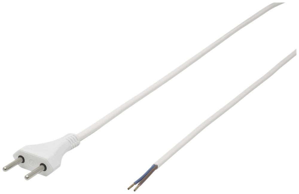 Apparate-Flachkabel Tdf 2×1mm² 3m weiss Stecker T11