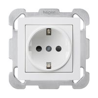 Prise ENC kallysto Schuko blanc avec plaque de fixation